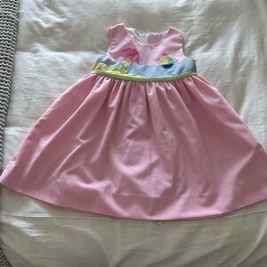 Florence Eiseman Pink Dress with Colorful Embroidery